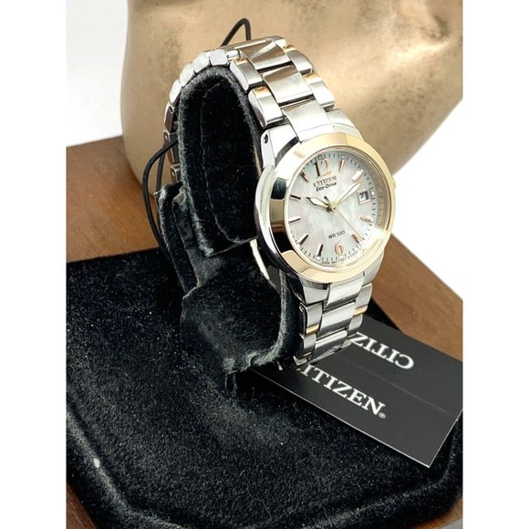 Citizen Women\'s Watch EM1676-52D Eco Drive Mother of Pearl Dial Two Tone Steel